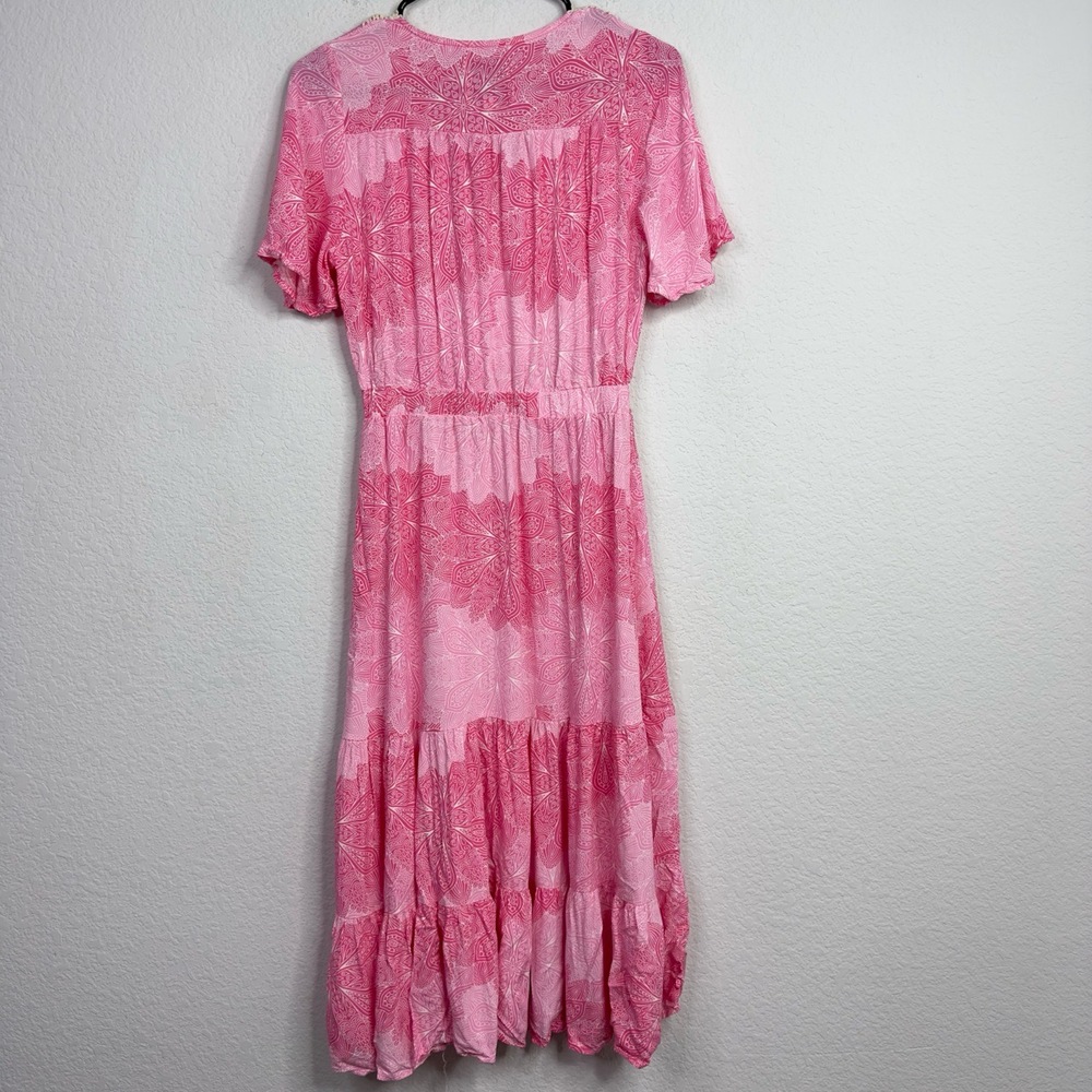Anthropologie Sunday Mi Amor Dress Women XS Pink Paisley Tiered Boho Romantic - Picture 2 of 7